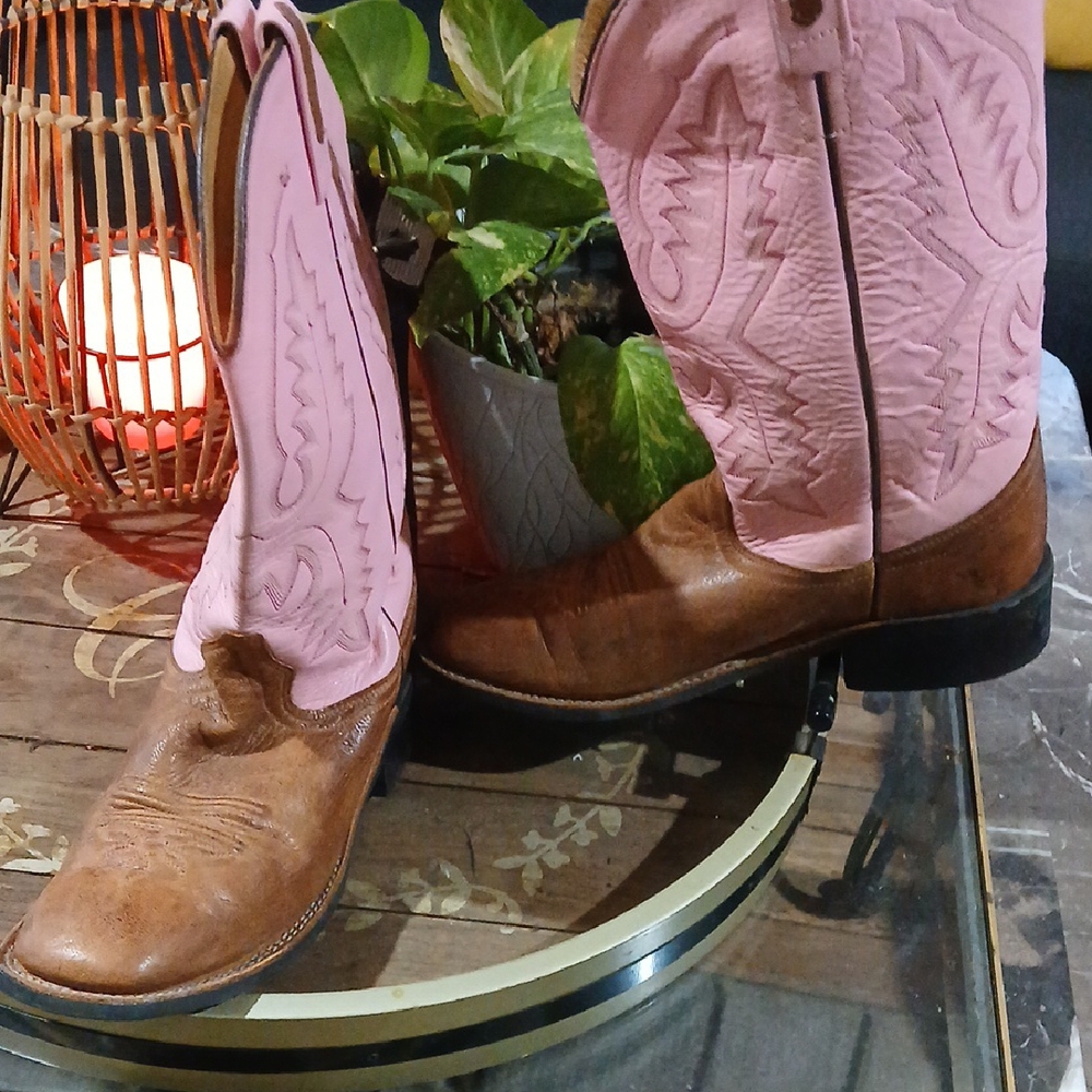 Pink and Brown Western Cowboy Boots